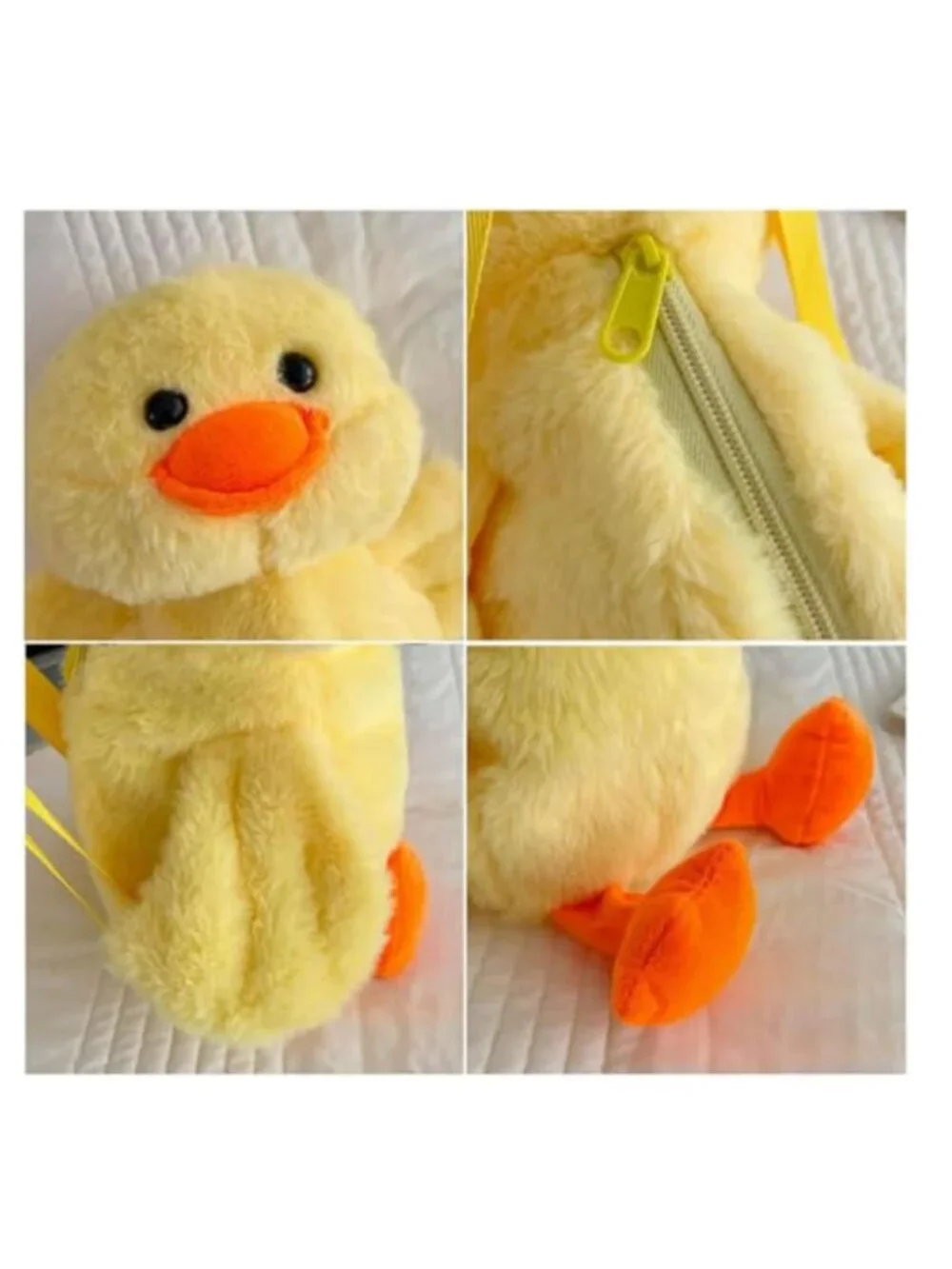 Cute Duck Plush Backpack Soft Stuffed Animal Bag Crossbody Purse With Chain
